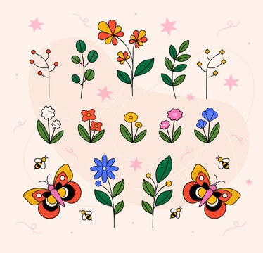 flowers and butterflies