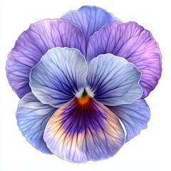 Vibrant Pansy Flower Illustration with Velvety Texture