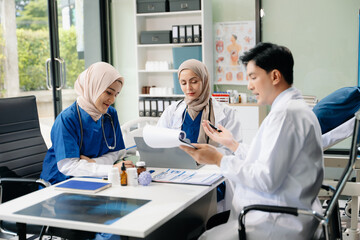 Doctors and nurses working together in a hospital ward, showcasing professionalism, teamwork