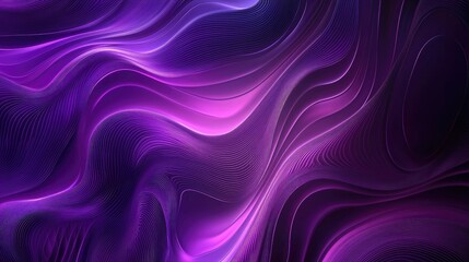 Naklejka premium Abstract wallpaper with a dark purple background, featuring swirling lines and glowing highlights, creates an otherworldly atmosphere, perfect.