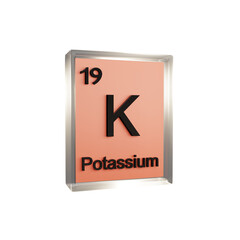 Potassium side - Periodic Table Element, Scientific and Educational Use, Transparent and Translucent Design, 3D Render
