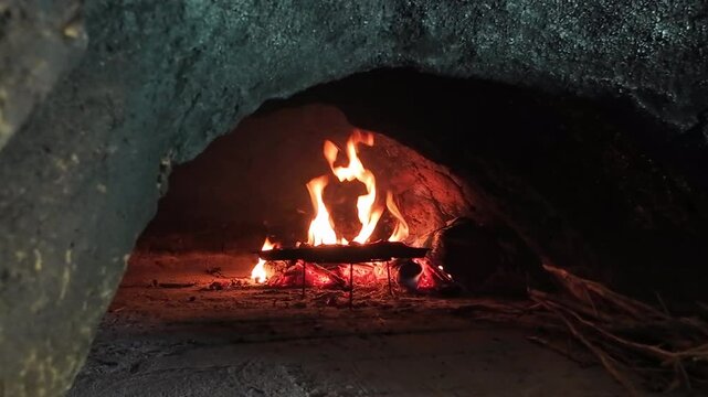 Pizza baked in a wood-fired oven