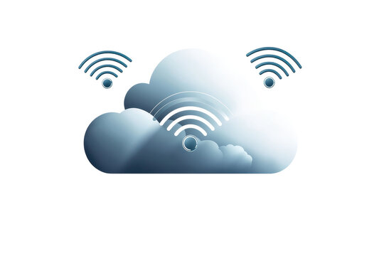 Cloud icon with WiFi symbols represents wireless connectivity and cloud computing technology, ideal for tech and network concepts.