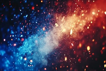 Obraz premium Abstract background with a mix of blue and red lights and sparks.