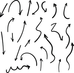 Vector Set of Hand Drawn Arrows Sketchy Doodle Design for Graphics and Icons