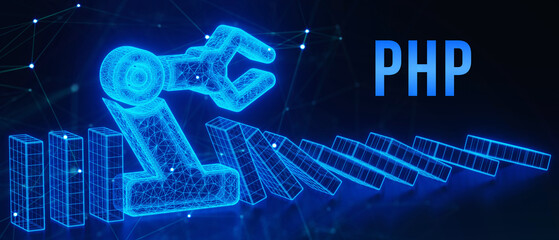 Business, Technology, Internet and network concept. PHP abbreviation. Modern technology concept. 3d illustration