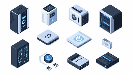 Data center icon showcasing data security features and access control technology in  design  illustration  -