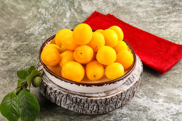 Ripe sweet juicy yellow plum