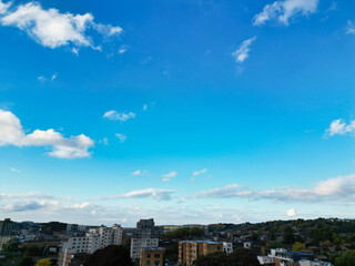 High Angle View of Luton City Residential District Which is Located Near to City Center Downtown of England UK During Cold Sunset of October 12th, 2024