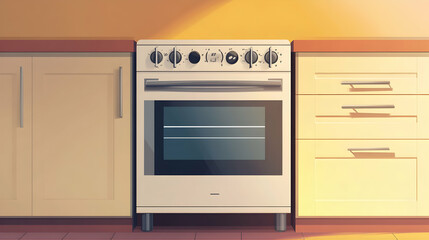 Fototapeta premium Kitchen cooking equipment featuring an electric oven illustration -