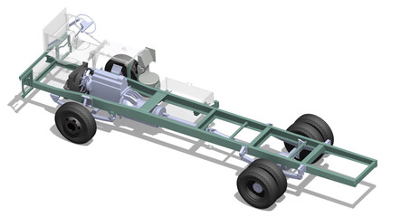 bus chassis frame 3D illustration