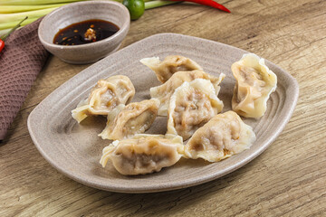 Asian steamed dumplings with meat