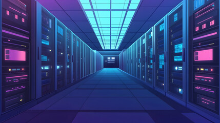 Fototapeta premium Server room icon web hosting, cloud storage, and blockch.jpg