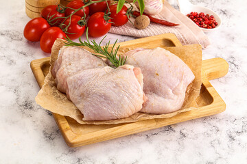 Raw chicken thighs for cooking