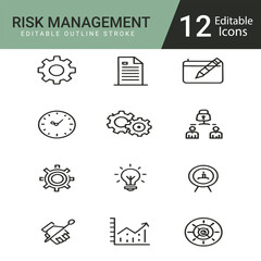 Line icons about risk management. Pixel perfect