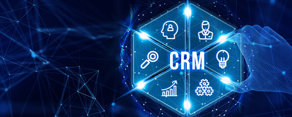 Business, Technology, Internet and network concept. CRM Customer Relationship Management. 3d illustration