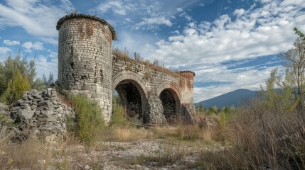 Ancient Stone Archway in Scenic Ruins
