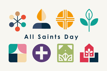 Abstract minimalist icons for all saints day celebration and design