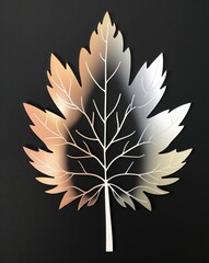 Artful leaf design with gradient effects on plain black background