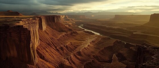 Vast canyons and towering rock formations with a river cutting through in the heart of America