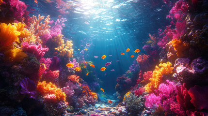Fototapeta premium Vibrant Underwater World: A Stunning Coral Reef Scene
