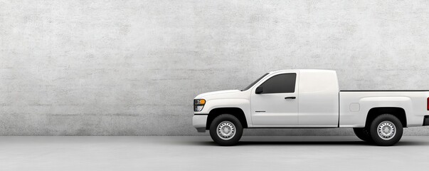White Truck On The Side With Space For Text