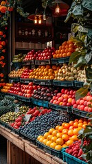 Obraz premium Vibrant Fruit Display at a Local Market Stall