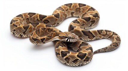 Fototapeta premium A brown and black snake with a black head and brown and black body