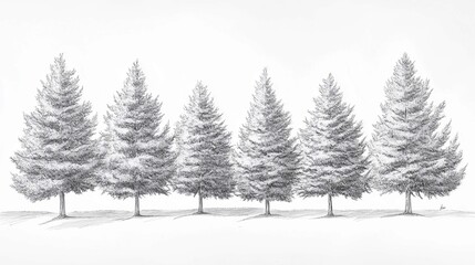 Obraz premium View row trees princess architectural sketch pines everywhere botanic garden using toon 