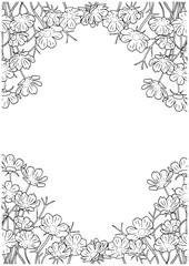 コスモスの白黒背景フレーム