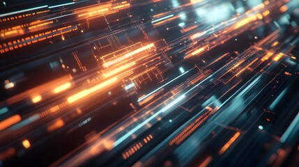 Abstract Digital Network with Glowing Lines