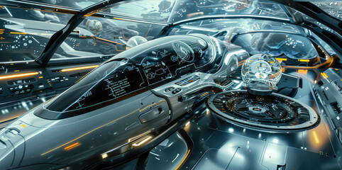 Fototapeta premium Advanced Futuristic Spaceship Cockpit Design