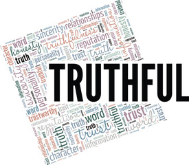 Truthful word cloud conceptual design isolated on white background.