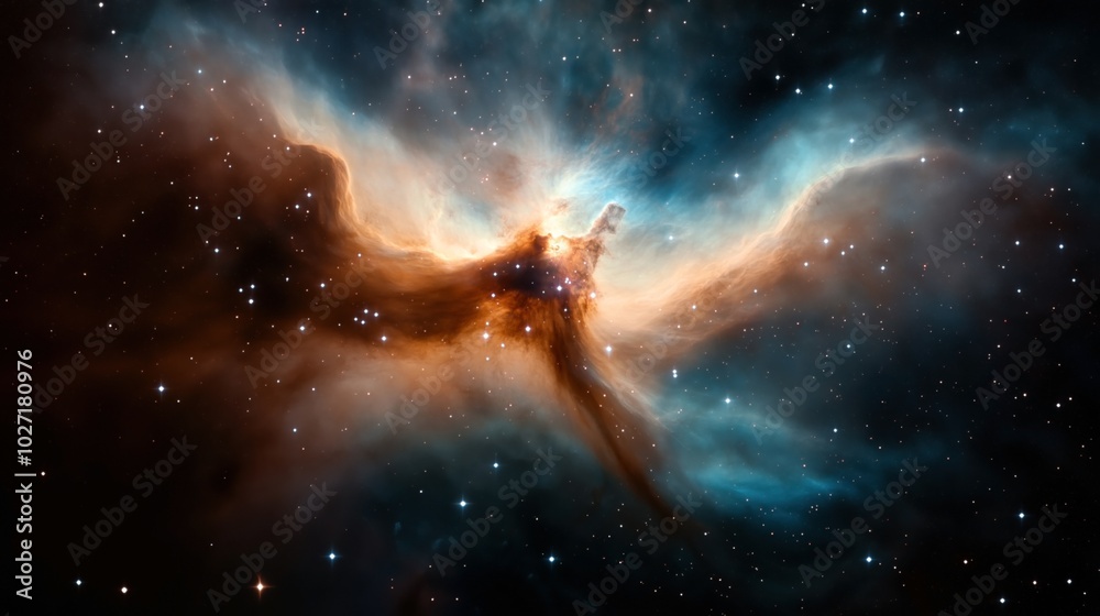 Canvas Prints vivid astronomical image of an interstellar nebula with bright stars and colorful cosmic gas clouds 
