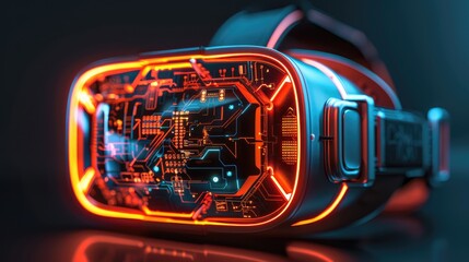 Obraz premium Futuristic VR Headset with Glowing Circuits