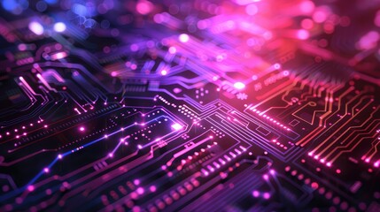 Obraz premium Futuristic Neon Circuit Board Design