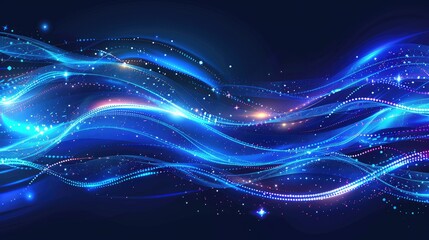 Obraz premium Vibrant Glowing Blue Light Waves