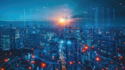 Obraz premium Futuristic Urban Landscape at Twilight