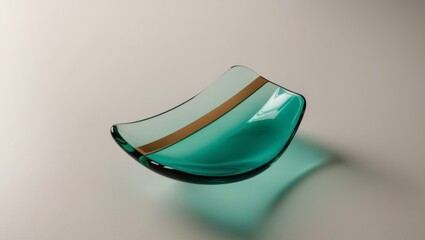 A tight shot of a green glass segment featuring a golden line running through its center.