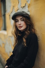 A Medium shot of a young woman in a black jumper and a