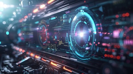 Fototapeta premium Futuristic Digital Interface with Holographic Display