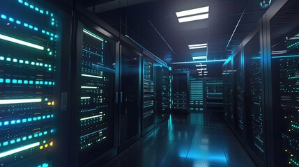 Modern Data Center with Server Racks