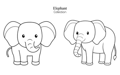 Fototapeta premium Hand Draw Elephant Outline Illustration Vector Design