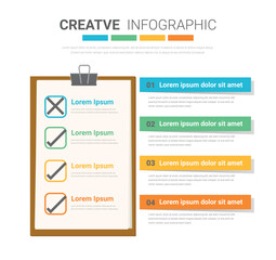 Infographics template with 4 labels, can be used for workflow layout, diagram, business step options, banner, and web design.