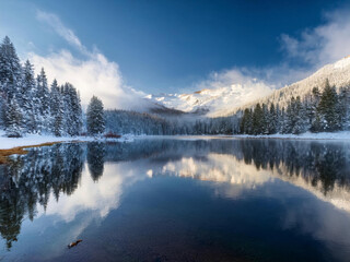 calm lake with mountains