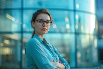 Obraz premium A Portrait shot of the Caucasian beautiful woman office