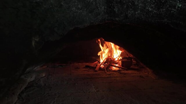 Pizza baked in a wood-fired oven