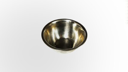 Stainless steel bowl with white isolated background