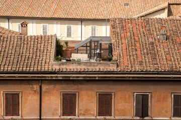 Outdoor terrace on the roof of a building in Rome, Italy