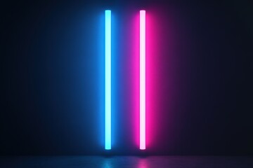 neon light blue and pink vertical bars on the left side of an empty dark background. High quality